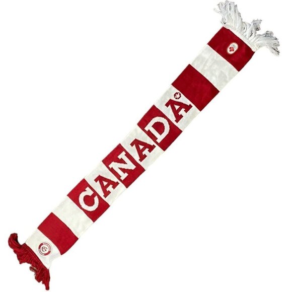 Hudson Bay Company Team Canada Youth Olympics Knit Winter Scarf Red White US OS - Picture 1 of 9